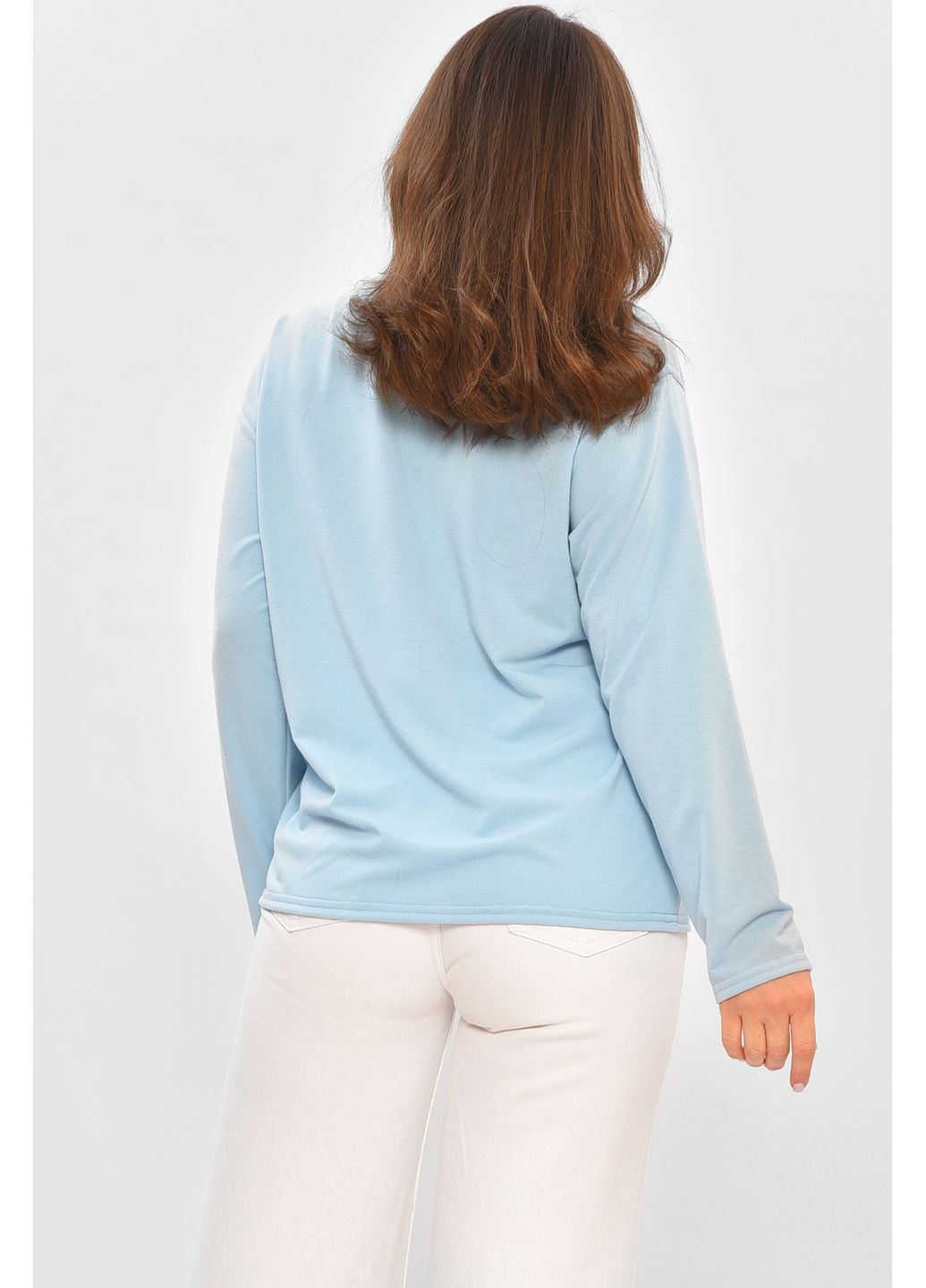Кофта женская однотонная голубого цвета с принтом Let's Shop (353848875)