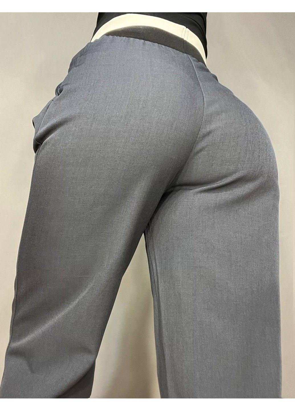 Брюки женские A-N 25110 палаццо широкие высокая талия на резинке со шнурком графит No Brand (323205491)