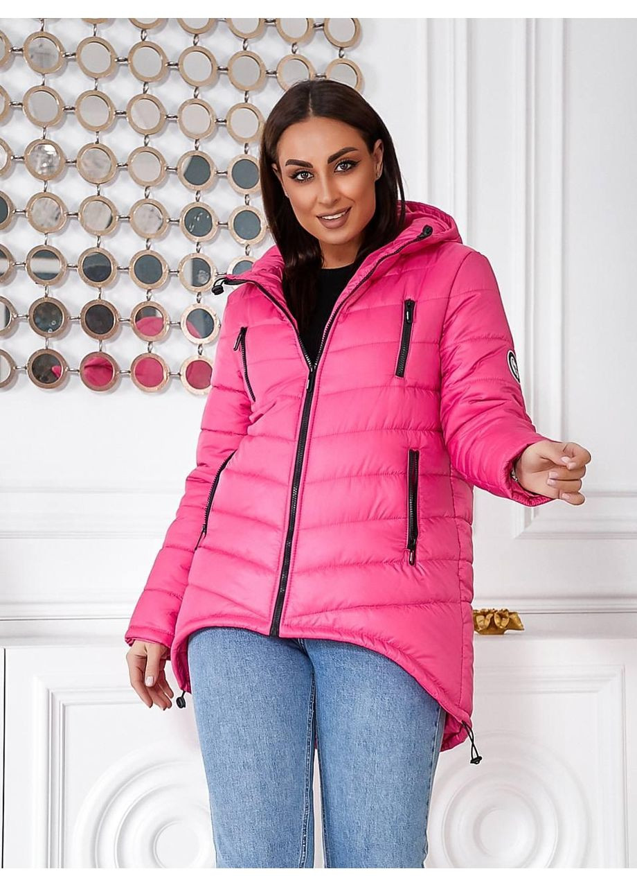 Комбінована демісезонна елегантна жіноча парка, арт. 300, малина KHAN