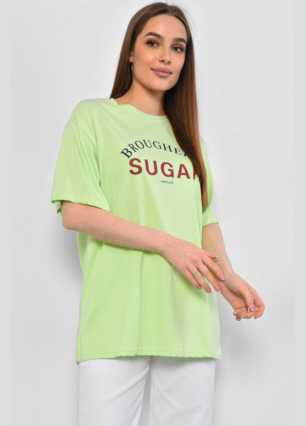 Салатовая летняя футболка женская салатового цвета Let's Shop