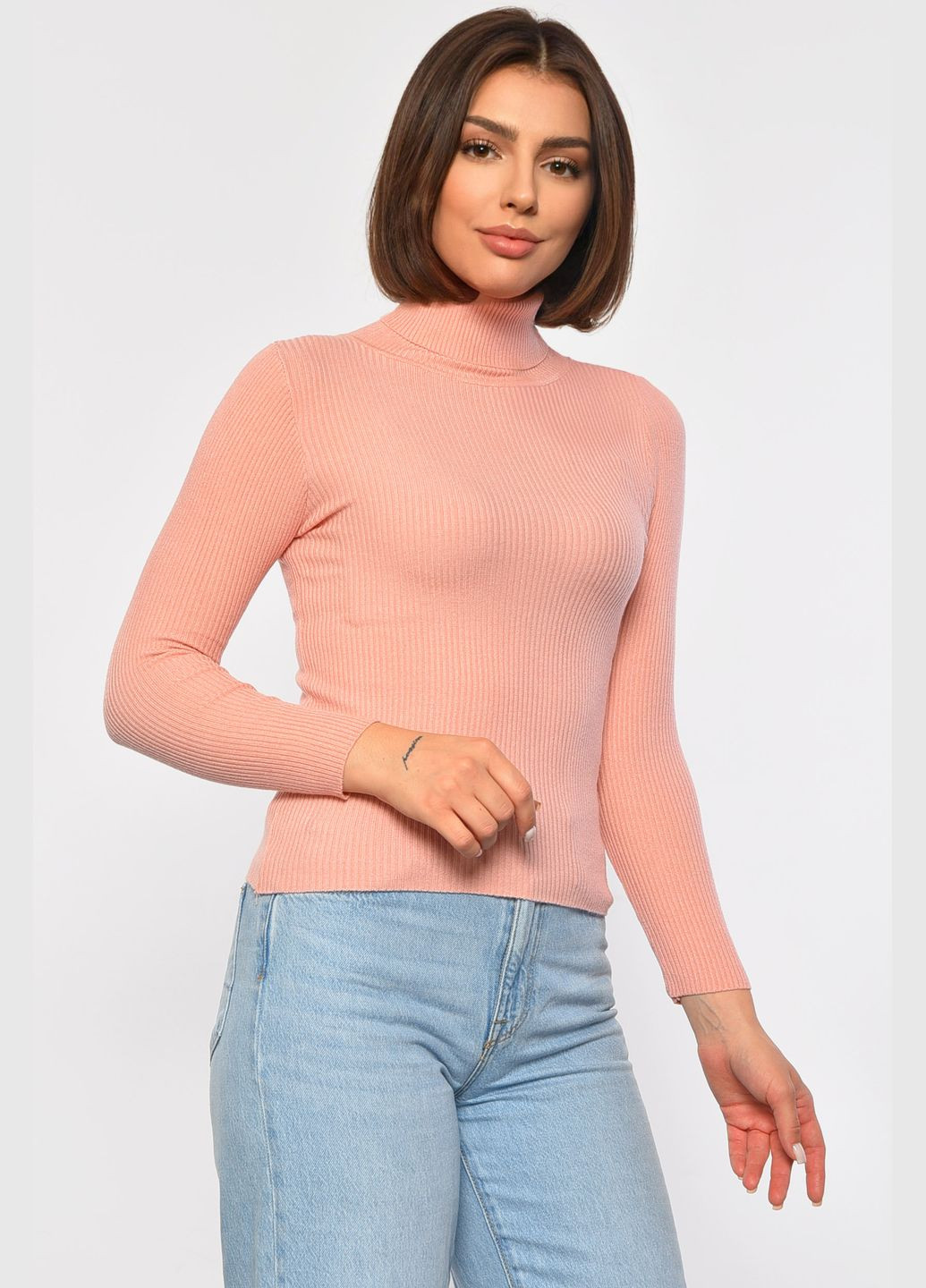 Гольф жіночий однотонний пудрового кольору Let's Shop (301764164)