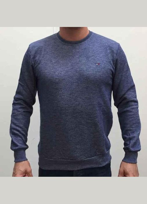 Реглан світшот чоловічий однотонний синій меланж демісезонний трикотажний петля з круглим коміром розмір No Brand (322301570)