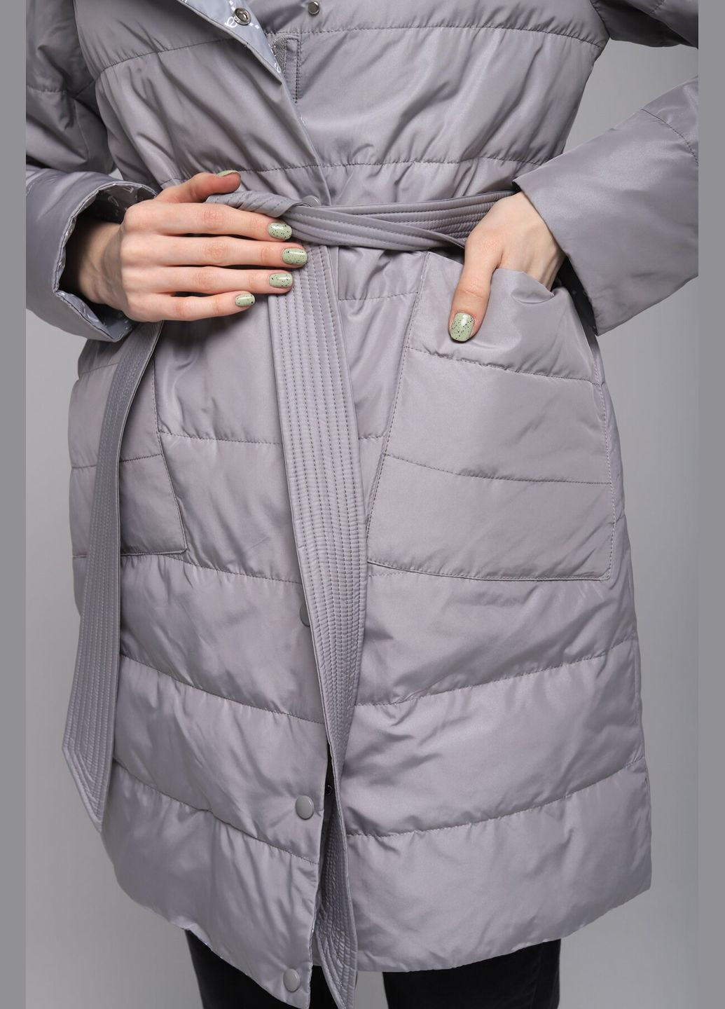 Сіра демісезонна куртка двостороння жіноча 2355 (2000989401179d) shop (2000989401179) Visdeer