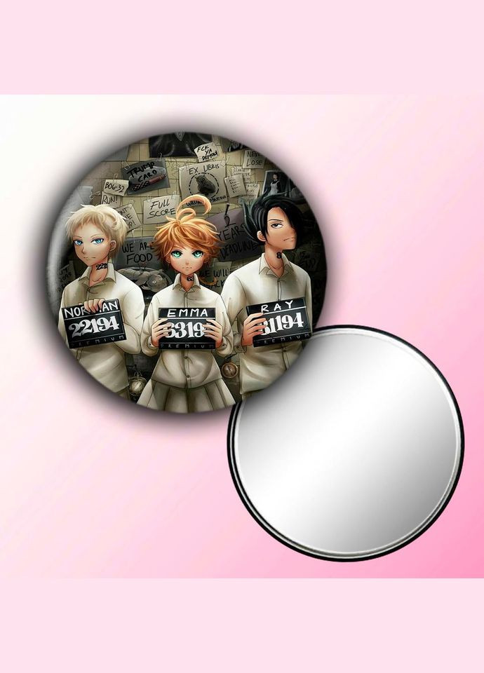 Зеркальце косметическое карманное Аниме Обещанный Неверленд #0001 с рисунком круглый 56 мм No Brand (309152467)