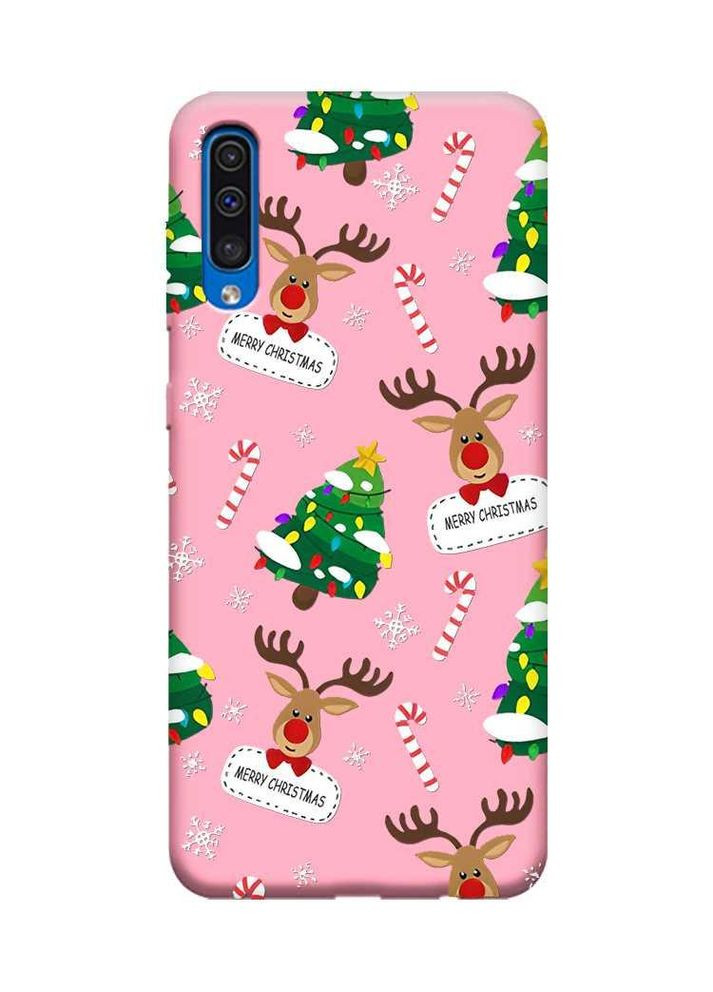 Матовий рожевий чохол на Samsung Galaxy A50 (2019) A505 Різдвяний фон (новорічний принт 154) Creative (362967226)