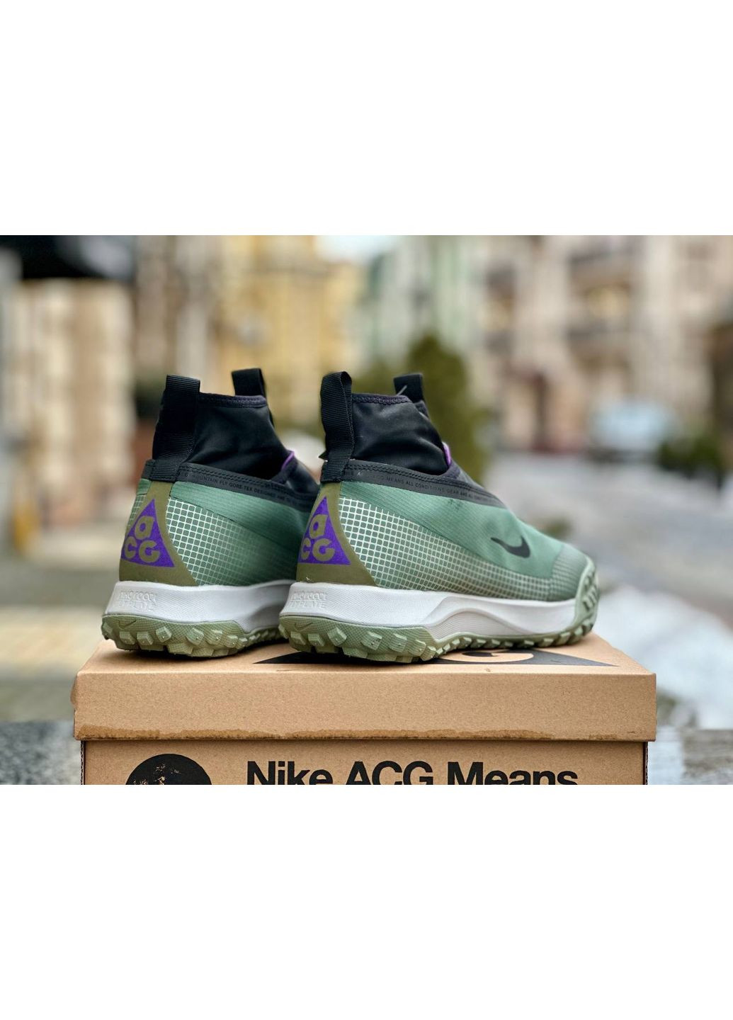 Сірі Осінні кросівки чоловічі nike acg mountain fly gore-tex green black найк асж маунс флай No Brand