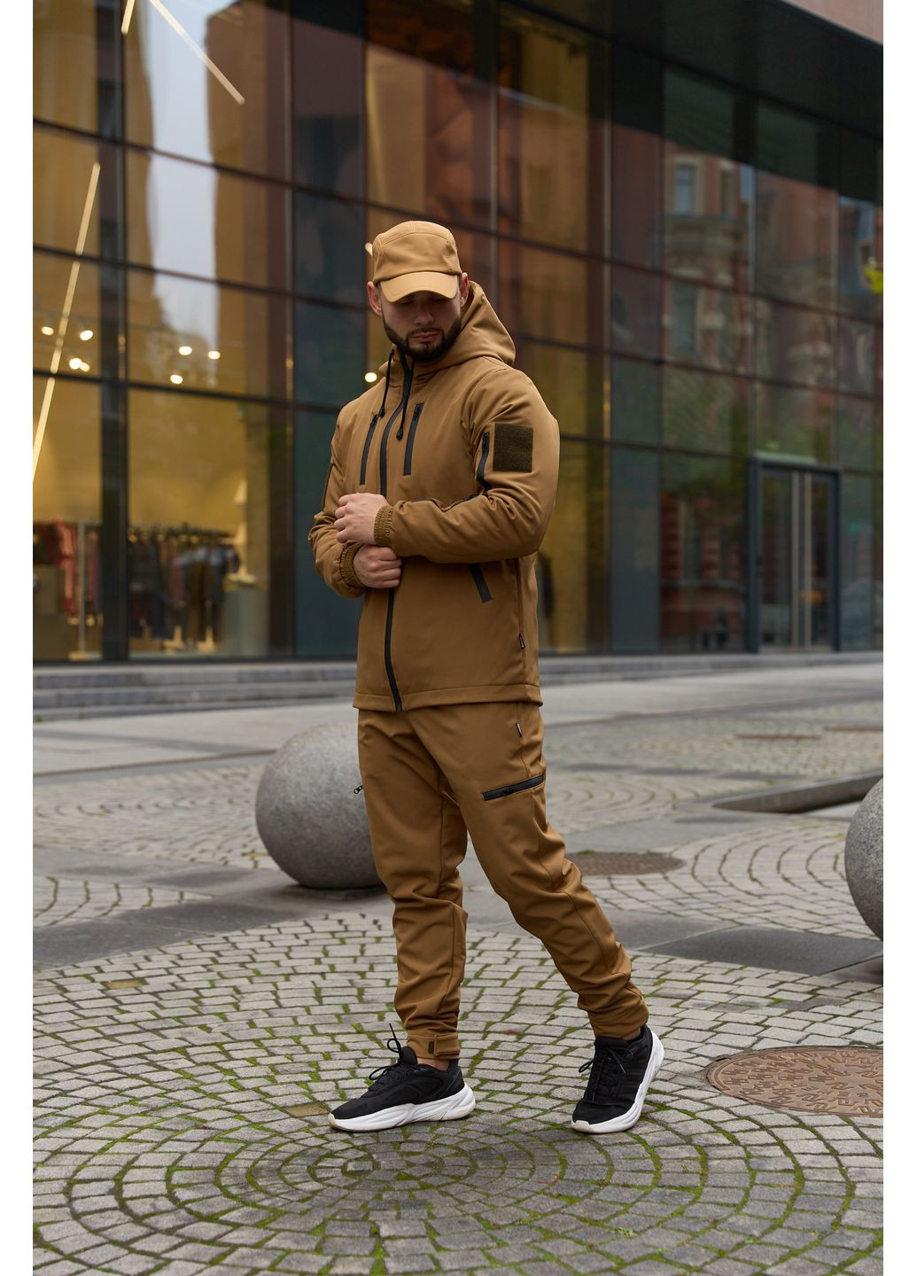 Теплый мужской костюм Soft Shell койот на флисе с шевроном Intruder Reef (366868551)