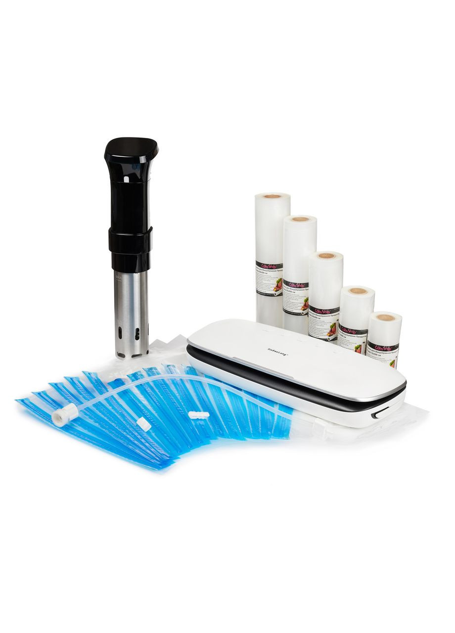 Подарунковий Набір 🎁 Вакууматор + Набір 5 рулонів + Су Від Апарат + 15 Вакуумних Зіп Пакетів Comshop (301219795)