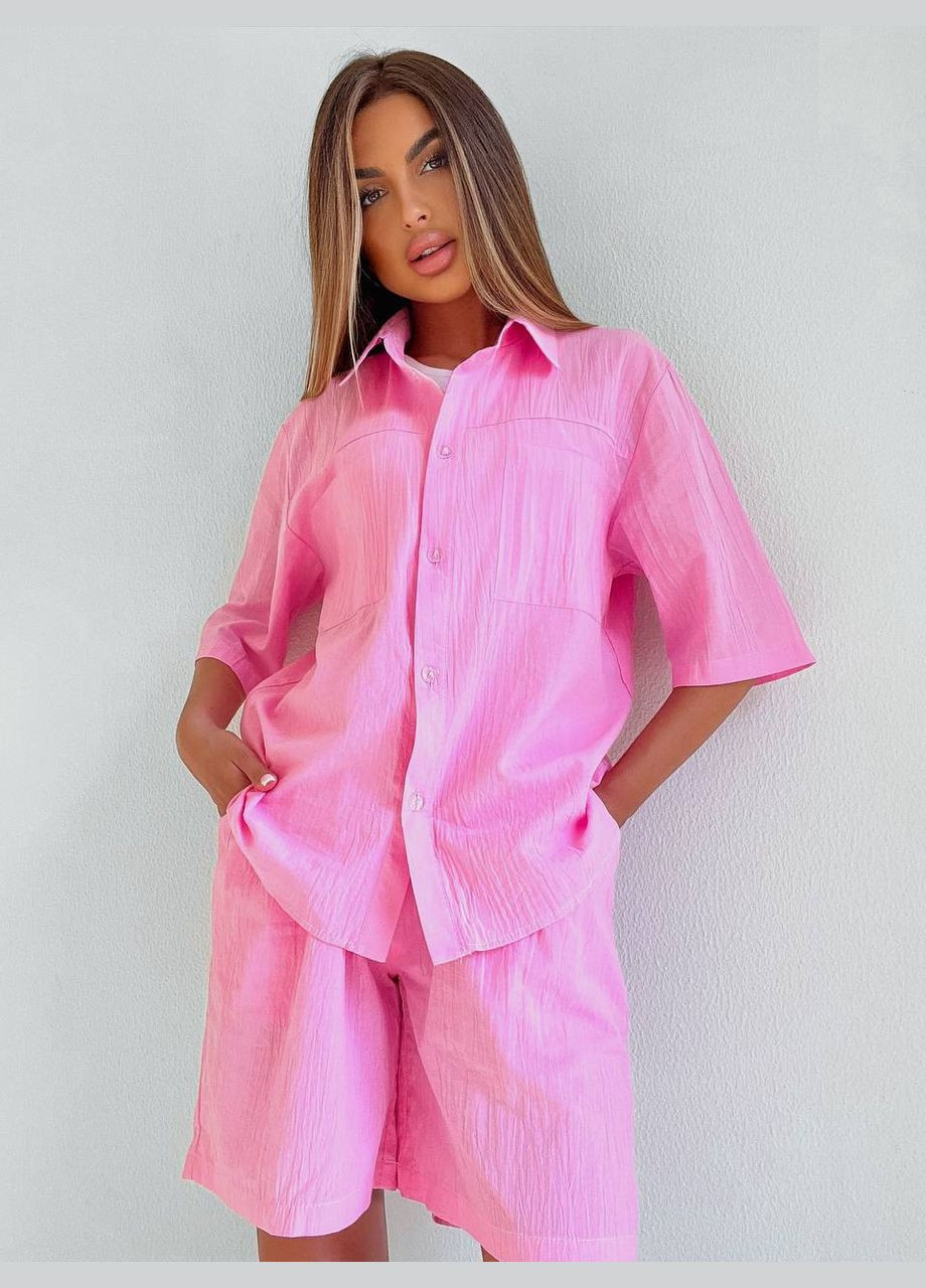 Женский прогулочный костюм с рубашкой розового цвета 33612 No Brand (338863596)