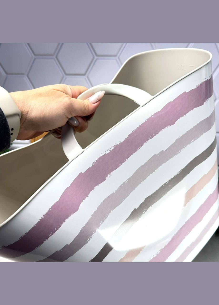 Мягкое квадратное ведро-корзина 22 л Практик Розовые полосы Алеана (364195633)