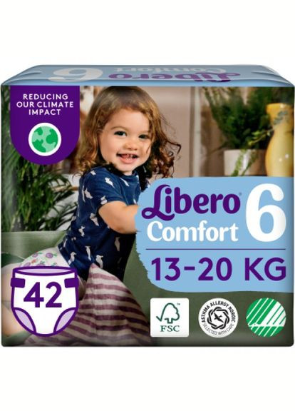 Підгузок Comfort Розмір 6 (1320 кг) 42 шт (7322541757049) Libero comfort розмір 6 (13-20 кг) 42 шт (268141796)