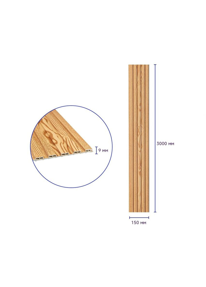 Декоративная рейка WPC стеновая сосна 3000*150*9мм (D) SW00001867 Sticker Wall (298046367)