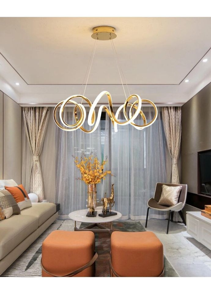 Люстра світлодіодна підвісна LED світильник для квартири на стелю ледве 27500 Золото 30-180х55х55 см. Sunnysky (335974823)