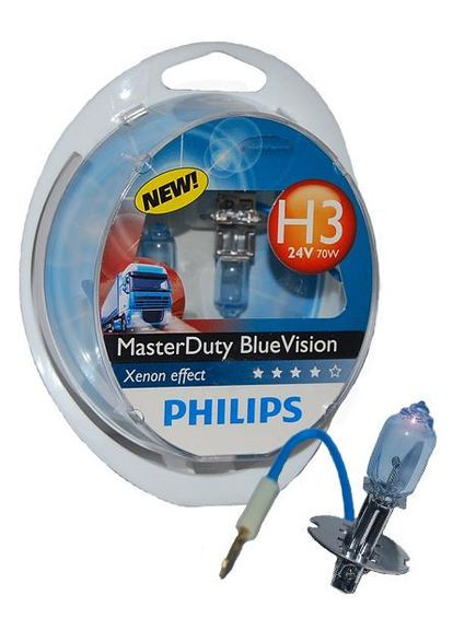 Комплект галогенових ламп 13336MDBVS2 H3 24V 70W PK22s MasterDuty BlueVision Philips (361869315)