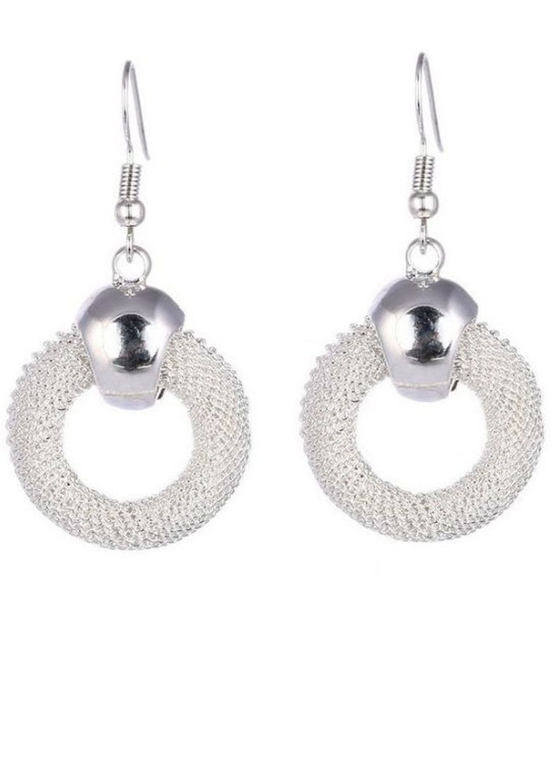 Стильні сережки сіточки, посріблені, 9676-1 No Brand (367960497)