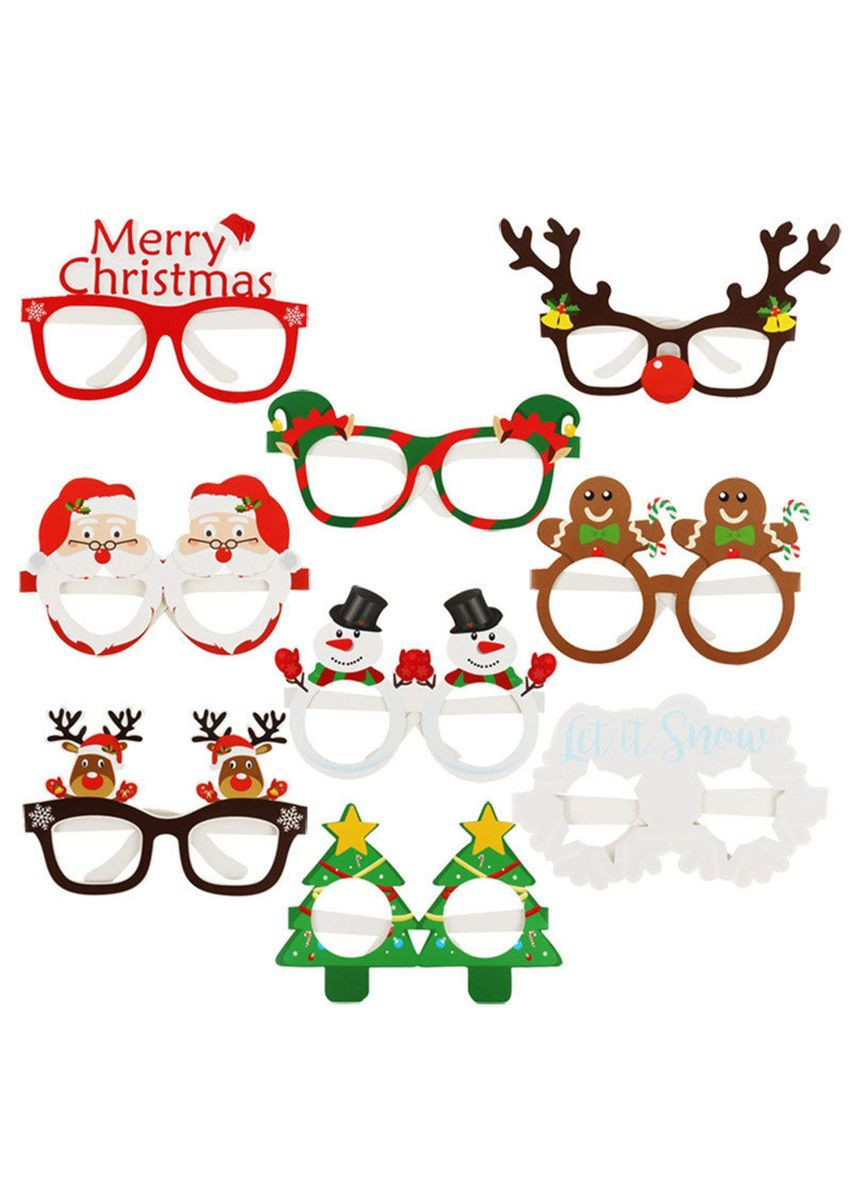 Новорічна фотобутафорія Окуляри 9 штук різнобарвний Jannet Фотобутафорія (366820086)