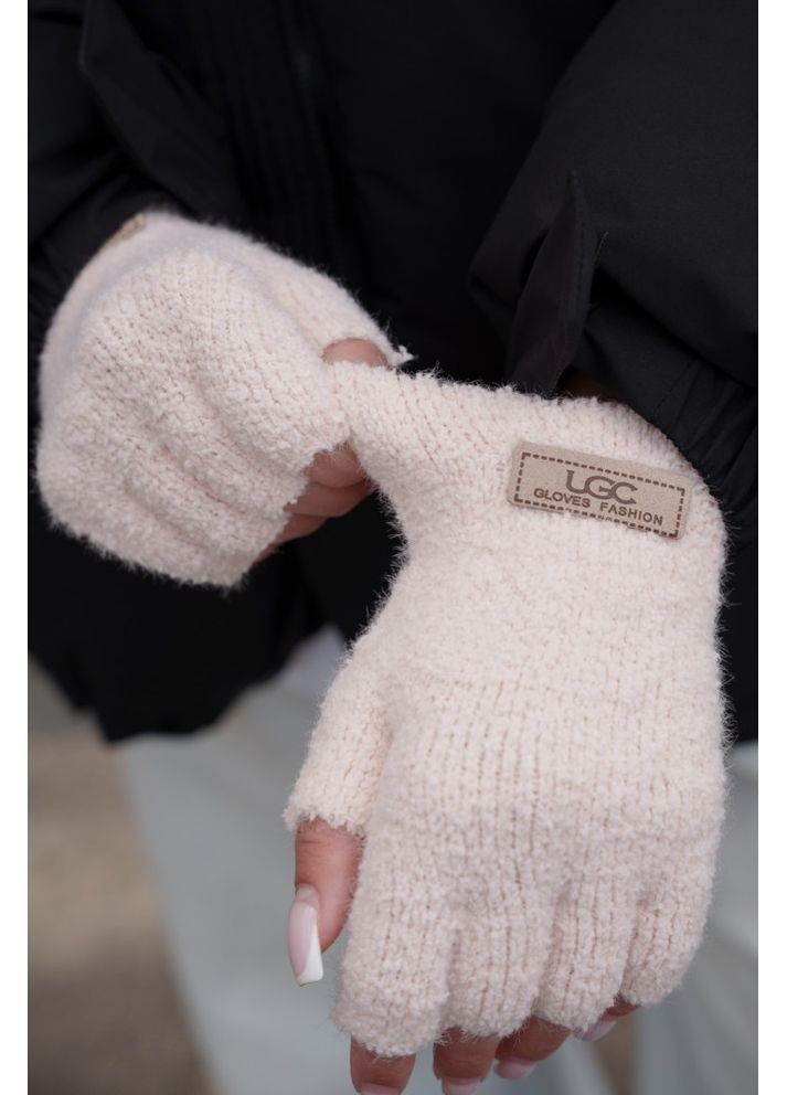 Теплі зимові міхові перчатки рукавиці без пальців 7-52А UGC Pink Without (365254488)