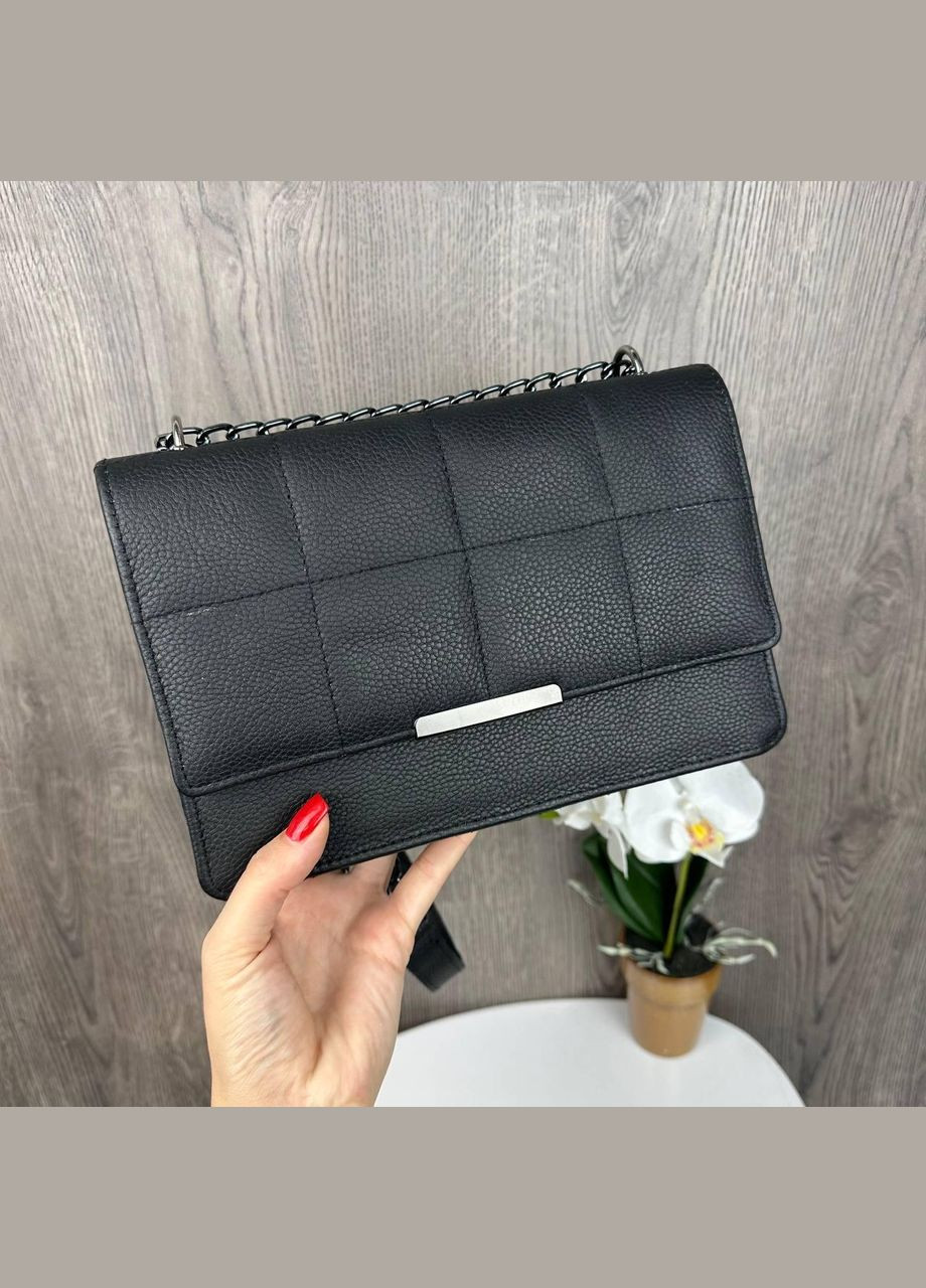 Жіноча міні сумка клатч із натуральної шкіри з ланцюжком чорна (sku_1696) No Brand (330576662)