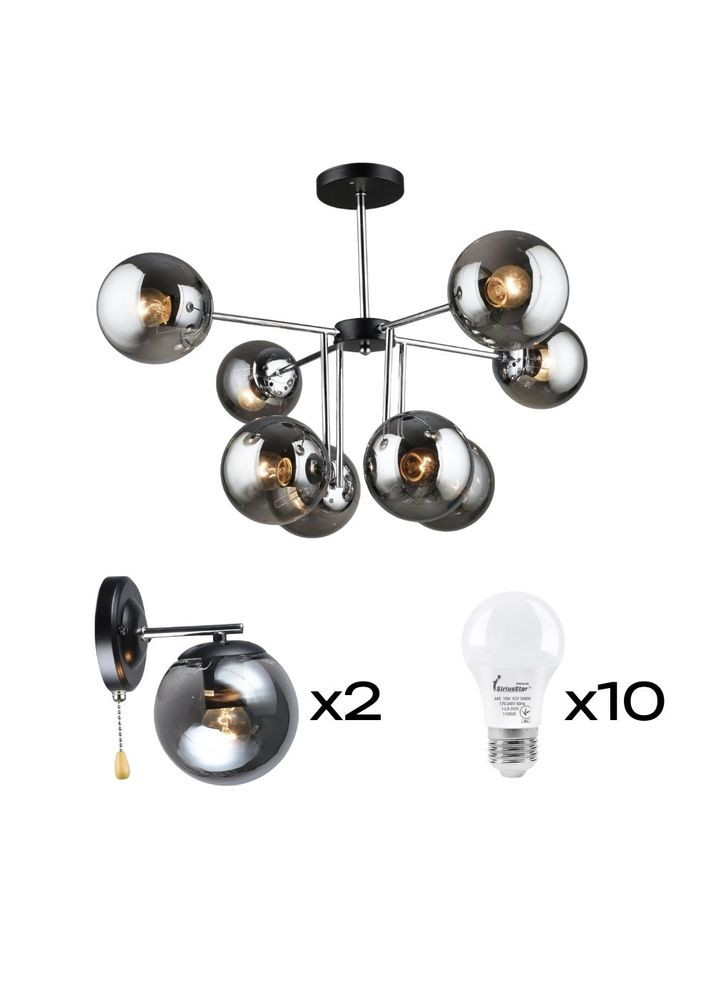 Комплект: Люстра K2307/8+2 Бра K2307/1W с лампочками Valeso (355335777)