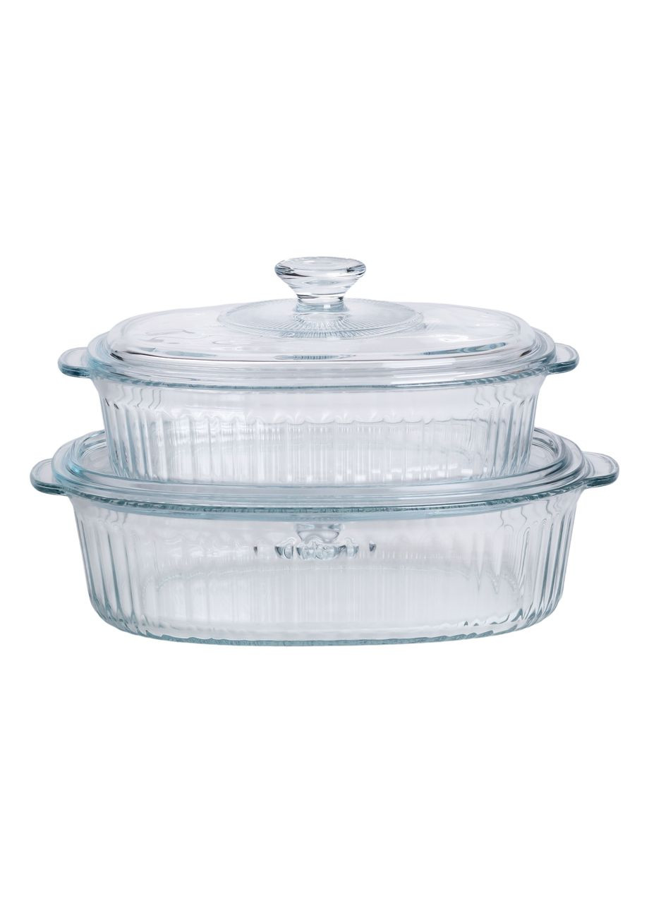 Форми для запікання набір 2 шт скляні з кришками овальні HP-34-27 Yiwu (370800051)