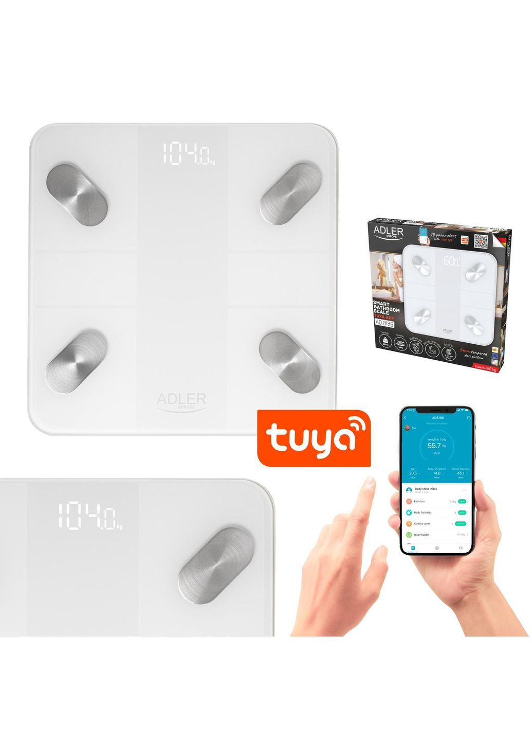 Весы напольные AD 8186 white Adler (347582554)