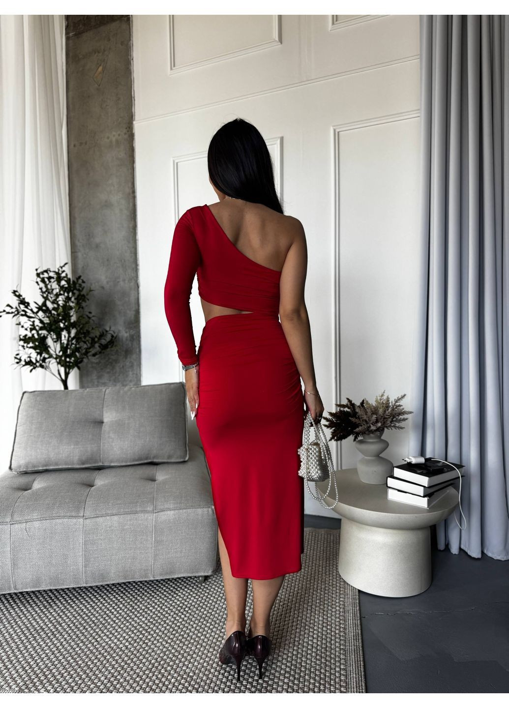 Красное женское платье из вискозы Osoblyva