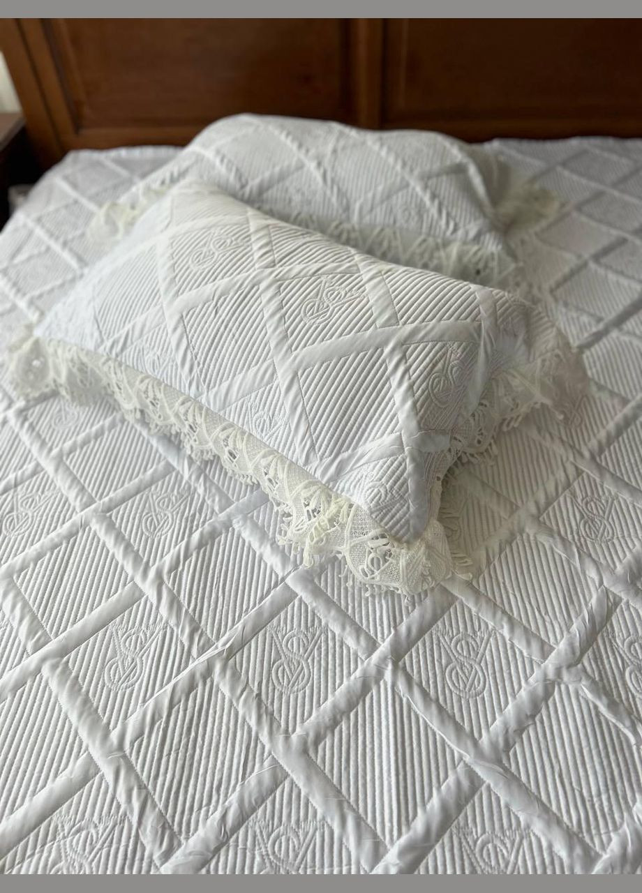 Плед із наволочками євро 220х240 см молочний (П-M-velurEvro5070-52) No Brand (306633870)