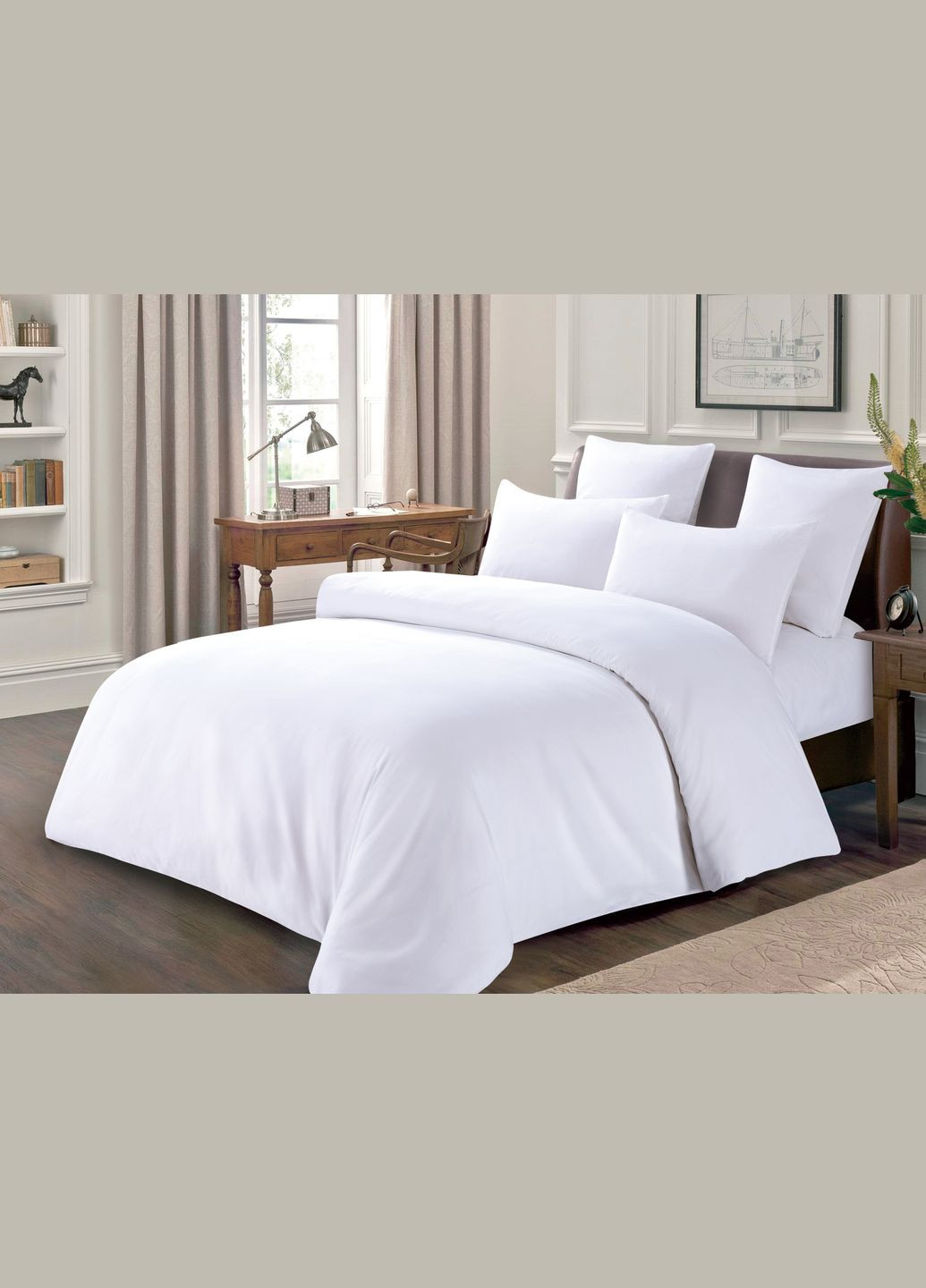 Постільна білизна Полісатин Біла (35) однотонна Євро Love You (300229154)