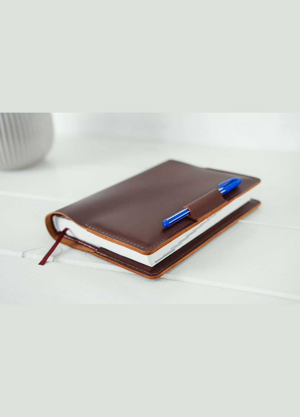 Шкіряна обкладинка для блокноту А5 Дизайн №11, натуральна шкіра італійська Краст, колір Вишня Berty (299397069)