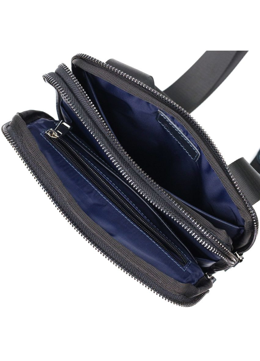 Стильная мужская сумка через плечо из натуральной кожи кросс боди синяя 22142 Shvigel (337350084)