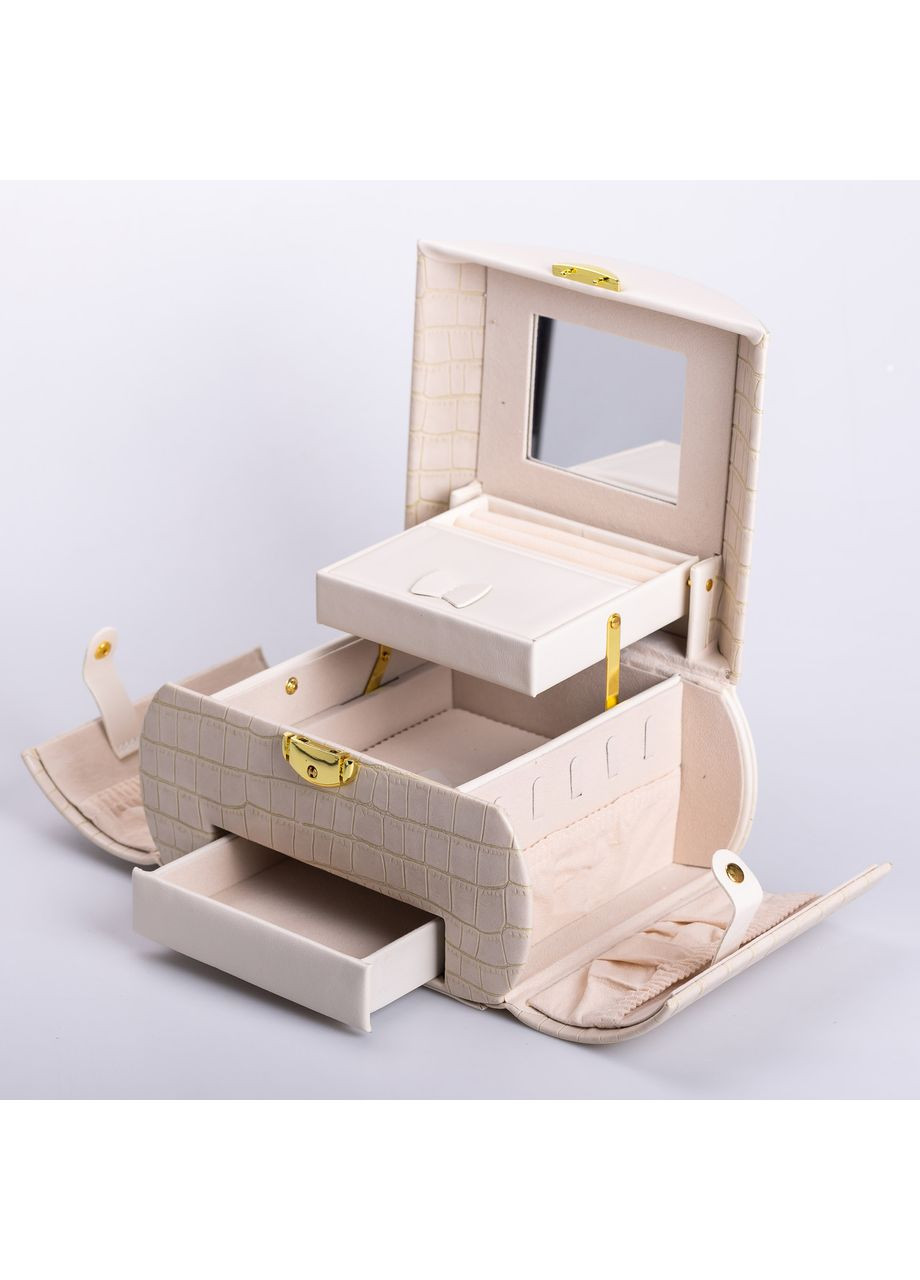 Скринька для прикрас з еко-шкіри, 3 яруси із замком Yiwu (360455013)