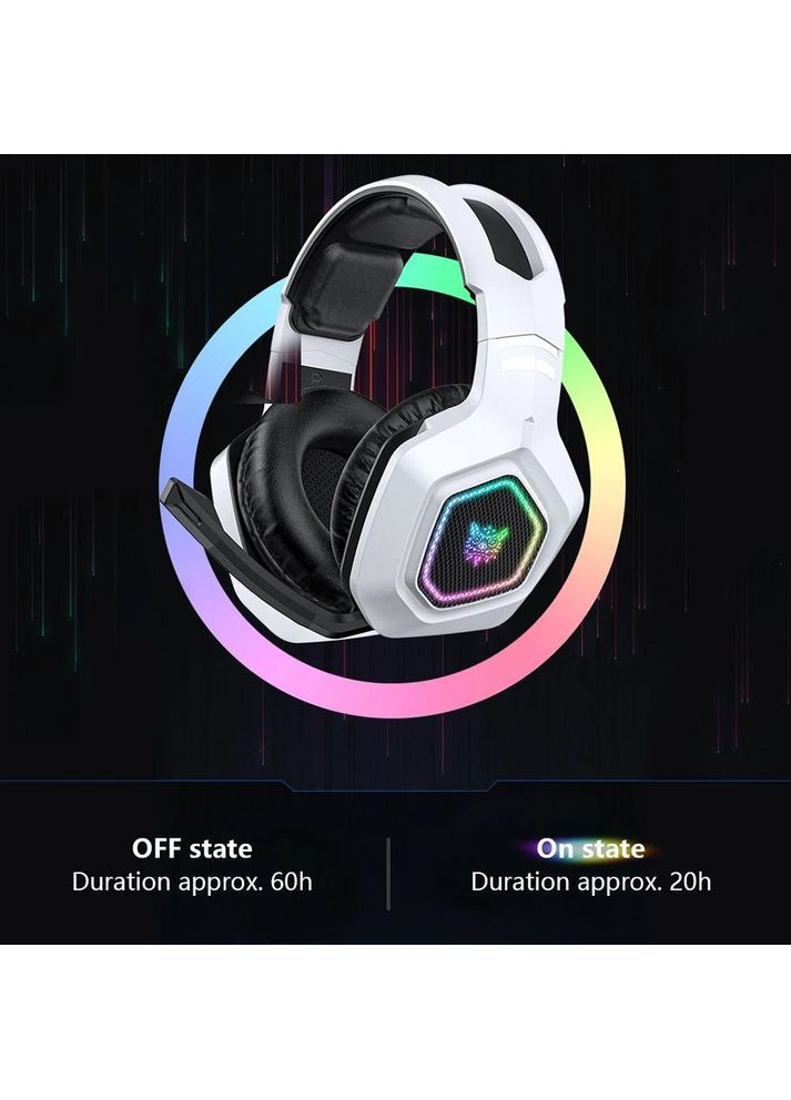 Геймерские игровые Bluetooth наушники B100 с выдвижным микрофоном и LED подсветкой White Onikuma (356112229)