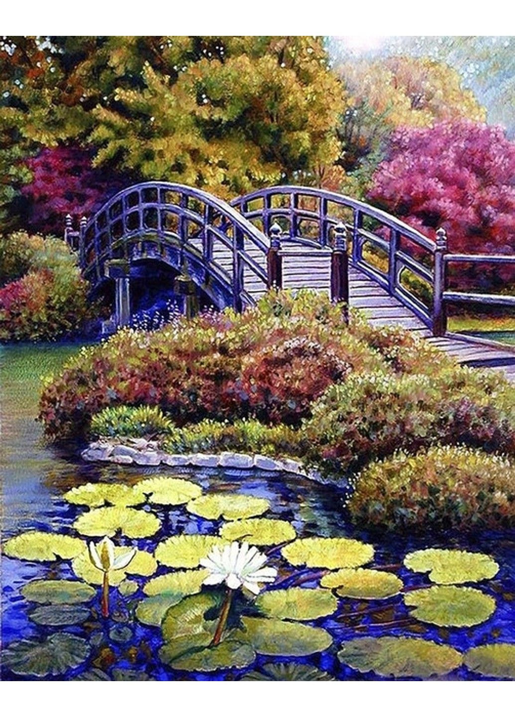 Набір Алмазна мозаїка вишивка Місток на озері на підрамнику повна 40х50 см 177001 No Brand (332207745)