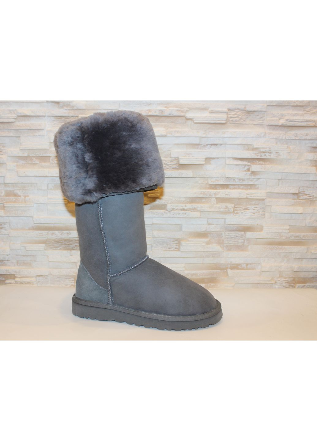 сірі натуральна замша No Brand Уггі жіночі зимові (362675841)