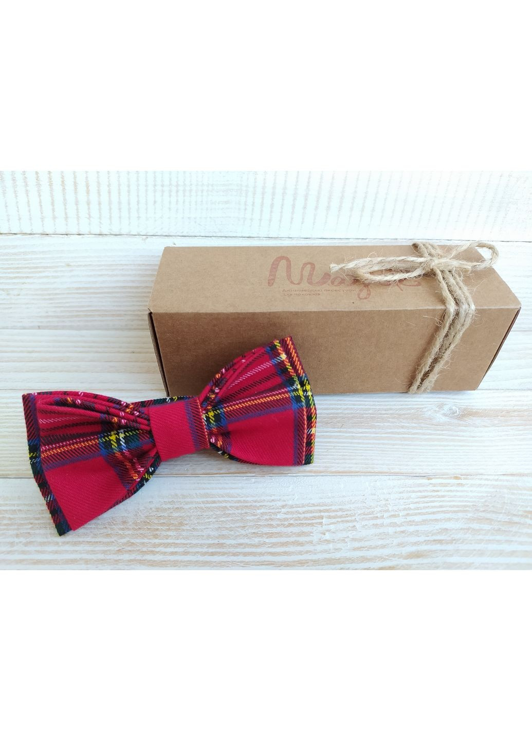 Галстук бабочка красная шотландка Major Style (366036921)