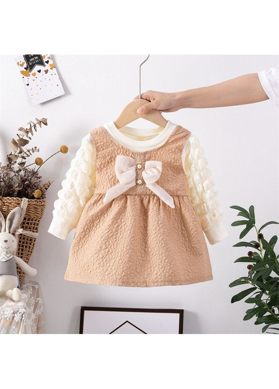 Коричневое праздничное платье из жаккардовой ткани No Brand (371318015)