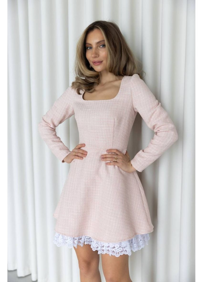 Рожева коктейльна плаття а-силует First Woman однотонна