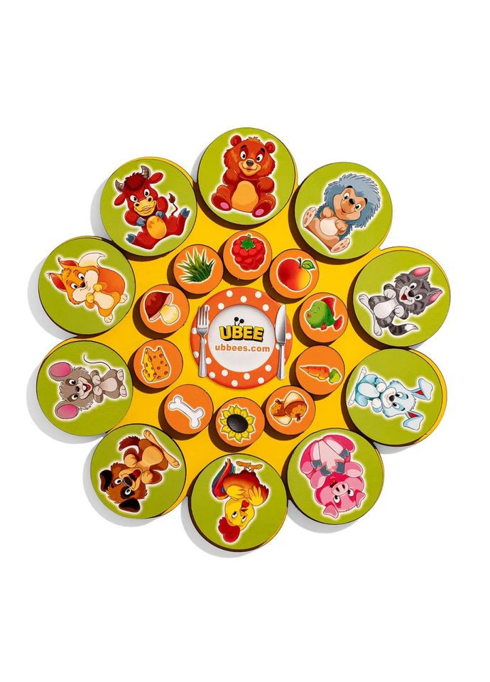 Деревянный детский сортер "Кто что ест" (ПСД276) PSD276 на липучках Ubumblebees (343964880)