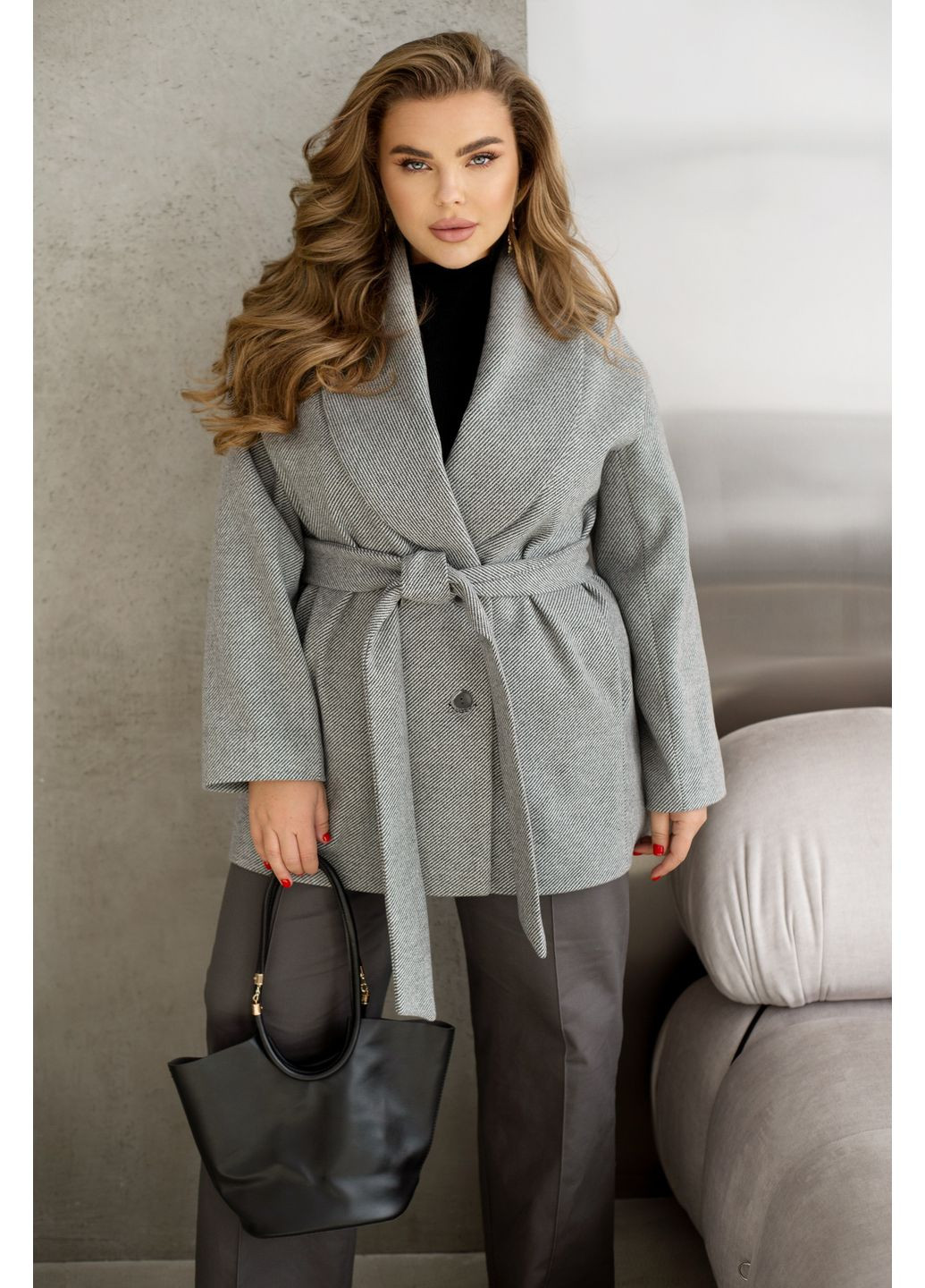 Серое демисезонное Пальто однобортное Minova