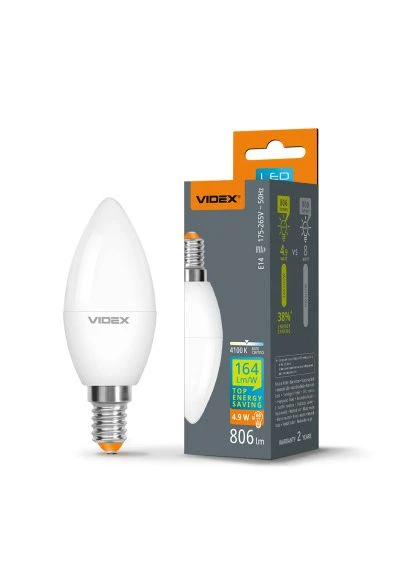 Лампочка LED C37h 4.9W E14 4100K (VL-C37h-49144) Videx (396865729)