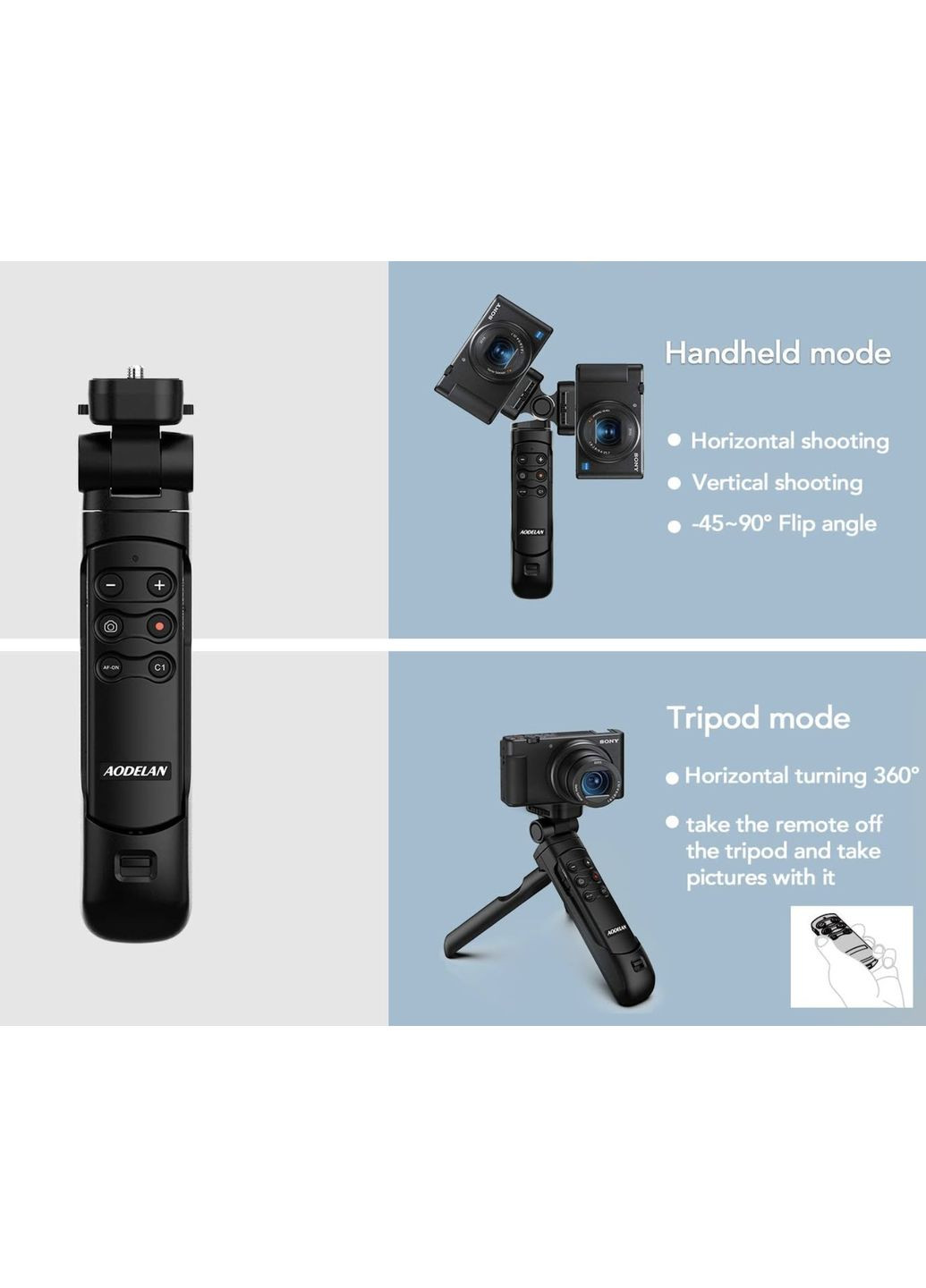 Беспроводной штатив-рукоятка AODELAN Tripod Grib с дистанционным управлением для видеоблогов No Brand (351372186)