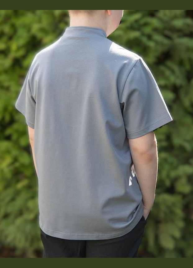 Сіра вишиванка для хлопчика сіра натуральна футболка з вишивкою візерунок орнамент бавовна (316322765)