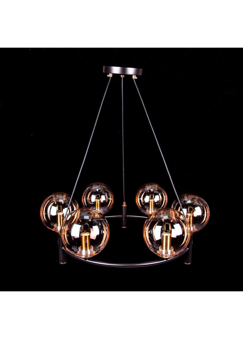 Підвісна люстра в стилі лофт на 6 лампочок 2880/6 BK/BK+copper No Brand (352230053)