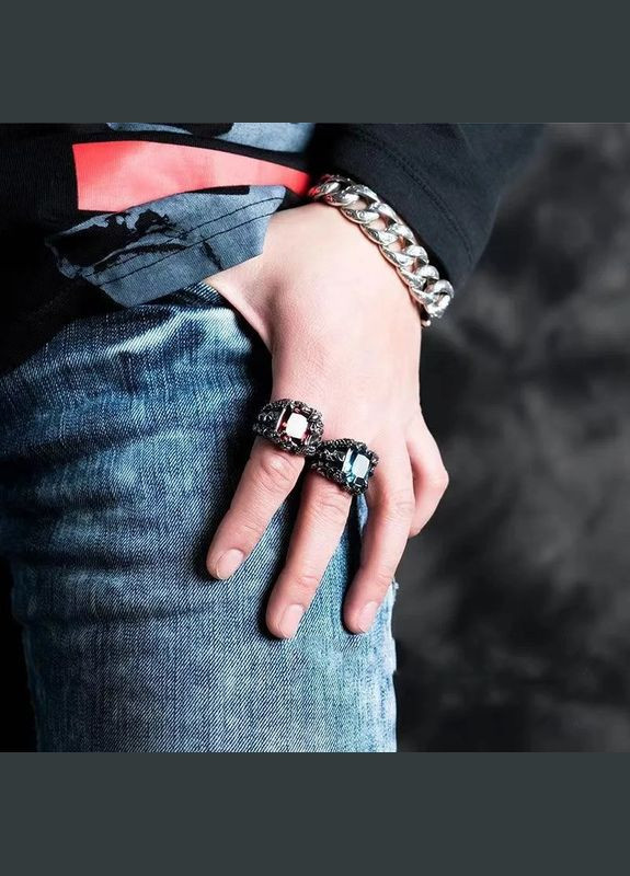 Кельтское мужское кольцо серебристое в виде лапы дракона и красного камня размер 19 Fashion Jewelry (285110591)