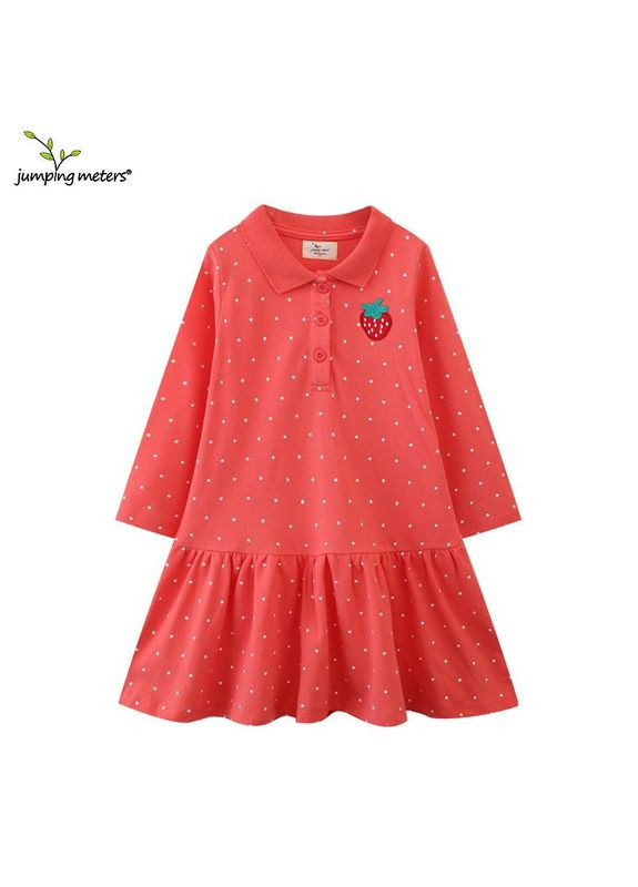 Коралловое детское платье арт.7130 коралловый Jumping Meters (297642218)