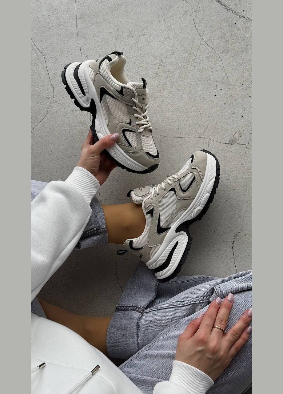 Бежевые женские кроссовки с эко кожи и текстиля (2020) No Brand бежевые демисезоны (330245807)