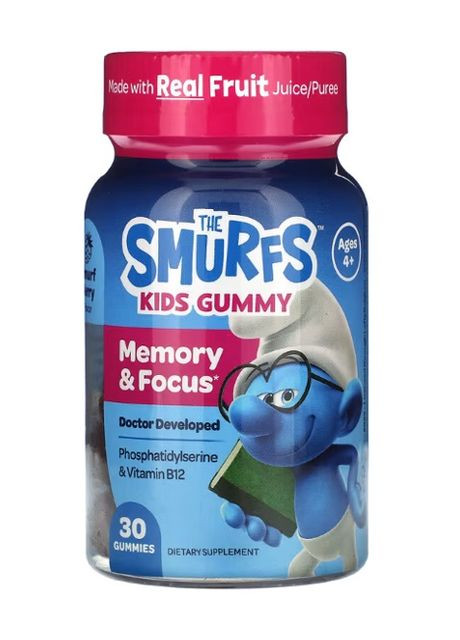 ,, мармеладки для пам'яті та концентрації для дітей, смурфики, для дітей від 4 років, 30 жувальних таблеток The Smurfs (278597975)