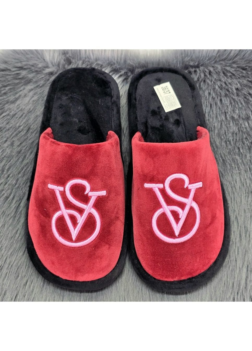 Бордовые тапочки женские fangre бежевые велюровые с закрытым носком Fashion