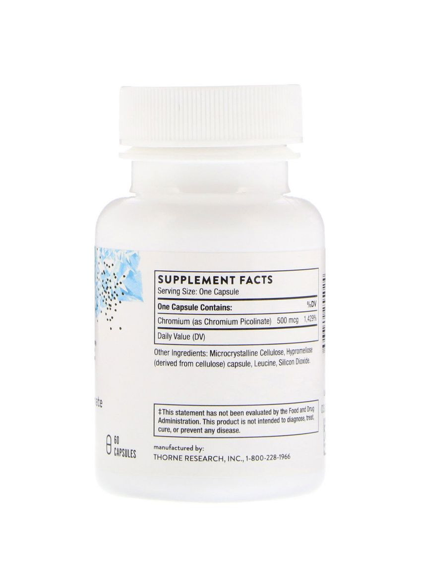 Хром Пиколинат 500 мкг, Chromium Picolinate, 60 капсул Thorne Research (335976812)