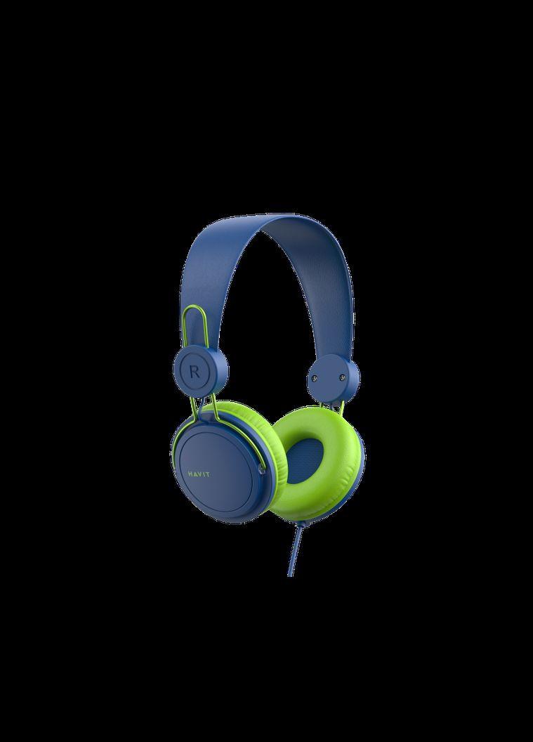 Навушники дротові накладні HVH2198D Blue/Green з мікрофоном Havit (283328738)
